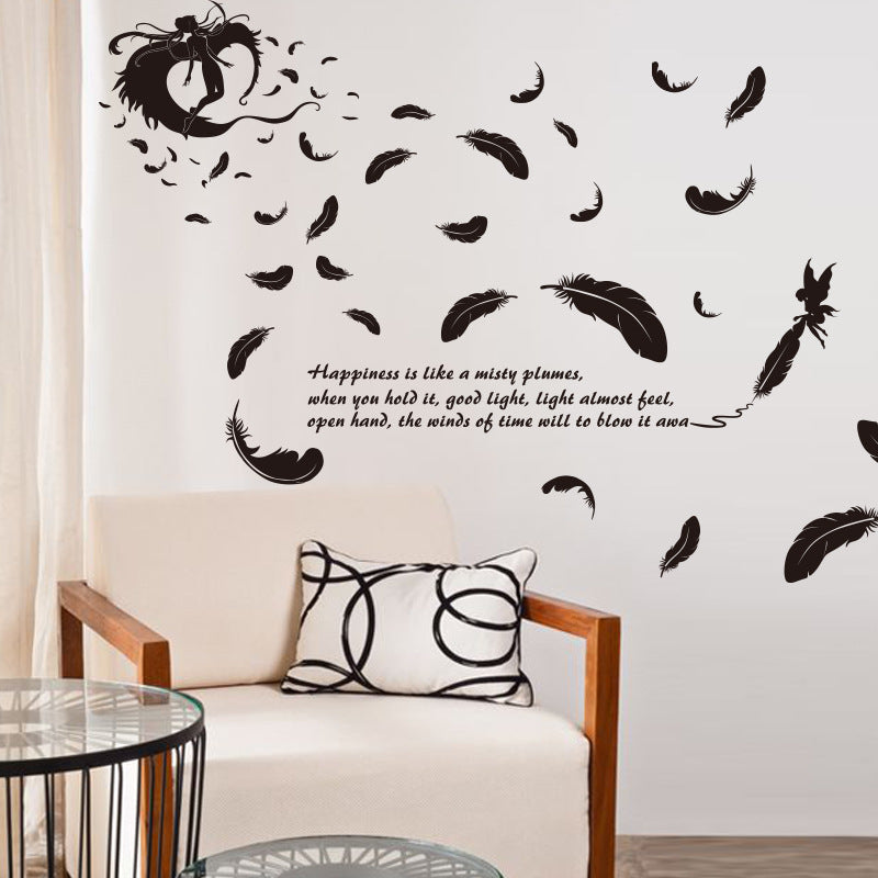 Wall Stickers and Wallpaper  Feather Angel Three Generations Removable for Bedroom,  Living Room Decoration Wall Stickers