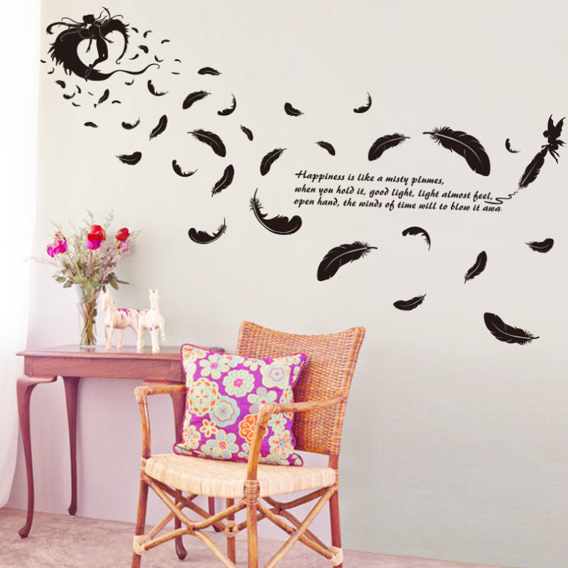 Wall Stickers and Wallpaper  Feather Angel Three Generations Removable for Bedroom,  Living Room Decoration Wall Stickers